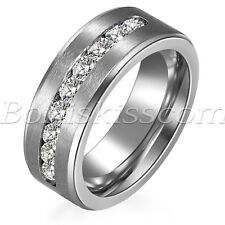 Aliança de casamento masculina feminina alta polimento aço inoxidável zircão cúbico anel promessa comprar usado  Enviando para Brazil