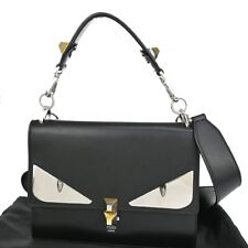 FENDI Logo Monster BAG BUGS 2Way Bolsa de Ombro Couro Preto SHW Itália 28RJ298, usado comprar usado  Enviando para Brazil