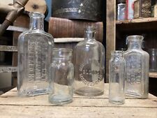 5 Vintage Medicine Apothecary Bottles Black Cat Buffalo Stewarts Minneapolis Etc for sale  Shipping to South Africa