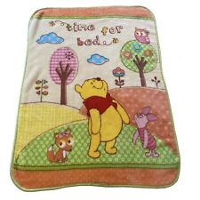 Disney Winnie the Pooh Piglet Time For Bed Baby Crib Fleece Blanket Vintage Fox for sale  Shipping to South Africa