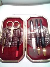 Vintage Złoty wypełniony Solingen 6-częściowy zestaw do manicure z etui, NIEMCY na sprzedaż  PL