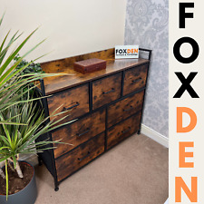 Used, Rustic Chest of Drawers Bedroom 7 Drawer Fabric Dresser Storage Organiser Unit for sale  Shipping to South Africa