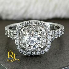 Moissanite Split Shank Engagement Ring Solid 14K White Gold 2.50 Carat Round Cut for sale  Shipping to South Africa