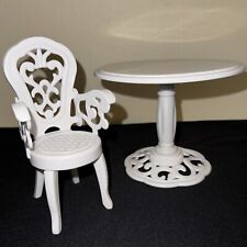 Mesa y silla redonda de patio de plástico blanco para muñeca de moda muebles para muñecas escala 1:6, usado segunda mano  Embacar hacia Argentina