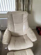 Cream Leather Lazy Boy Reclining Chair, used for sale  STOCKTON-ON-TEES