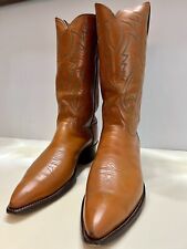 JUSTIN Western Cowboy Boots Size 10B Caramel w Green Stitch Shaft Style 2015 for sale  Shipping to South Africa