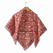 100% Cotton Scarf Women Shawl Wrap Large Red Block Printed 40" Square Bandana myynnissä  Leverans till Finland