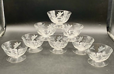 Conjunto de 8 tigelas pequenas de xerbete/sobremesa com pés de cristal gravadas - Flores - Vintage comprar usado  Enviando para Brazil