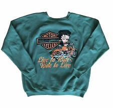 Usado, Suéter moletom Harley Davidson Betty Boop vintage verde manga longa década de 1980 comprar usado  Enviando para Brazil