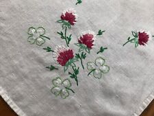 "Mantel o mantel de lino bordado a mano vintage de 32"" con diseño floral" segunda mano  Embacar hacia Argentina