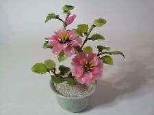 Usado, Cesta de flores rosa vidro jade artesanal 7" planta bonsai artificial decoração para casa comprar usado  Enviando para Brazil