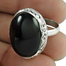 Natural Nuummite Jasper Solitaire Vintage Black Ring Size L 1/2 925 Silver G14 for sale  Shipping to South Africa