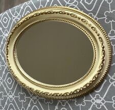 Espejo ovalado de plástico provincial francés de colección dorado marfil 10X12" soporte o marco de pared segunda mano  Embacar hacia Mexico