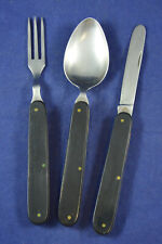 Vintage German Camping Eating Set Folding Cutlery Knife Fork Spoon + Case RARE for sale  Shipping to South Africa