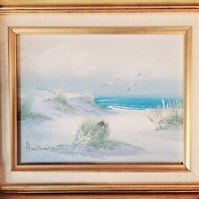 ANTONIO ORIGINAL OIL ON BOARD SEASCAPE PAINTING SEAGULL GRASS SAND SEA for sale  Shipping to South Africa