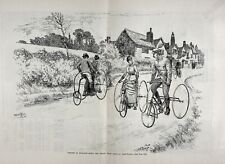 Triciclo ciclistas roda alta Ripley, Surrey Inglaterra, grande impressão antiga da década de 1880 comprar usado  Enviando para Brazil