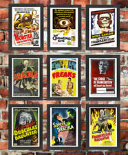 Poster film mostri vintage alta qualità incorniciati retrò classici horror B film horror usato  Spedire a Italy