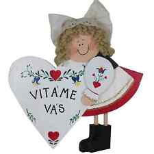 Hand Painted Folk Art Wooden Welcome Sign with Heart - Slovak "Vitame Vás" for sale  Shipping to South Africa