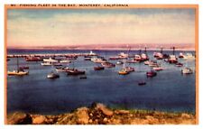 Cartão postal de linho Monterey California Fishing Fleet in the Bay Monterey Harbor M1 comprar usado  Enviando para Brazil