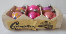 6 vintage boxed Glass Christmas Decorations Baubles original carnation carton for sale  Shipping to South Africa