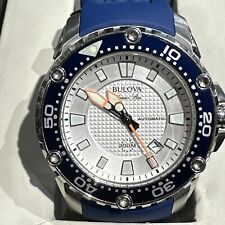 Relógio de mergulho BULOVA Marine Star automático pulseira de borracha azul REF: 98B208 comprar usado  Enviando para Brazil