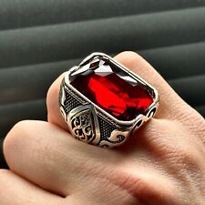 Man Handmade Large Ruby Ring  Ottoman Style Square Ring , Big Red Stone Ring for sale  Shipping to South Africa