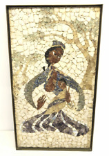 VTG Concrete Slab Mosaic Wall Art of Woman Breastfeeding Infant Framed 16x28.25", used for sale  Shipping to South Africa