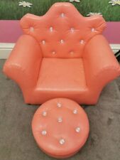 #Pink Princess Sofa Leather PVC with #Matching  Footstool SO SO CUTE  for sale  DUDLEY