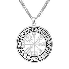 Vegvísir Compass Norse Viking Amulet Necklace Runic Runes Symbol of Protection for sale  Shipping to South Africa