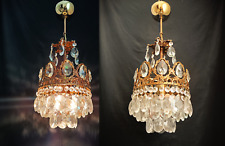 Pair Crystal Chandelier Antique Vintage Brass LED Basket Ceiling Fixture Lamp for sale  Shipping to South Africa