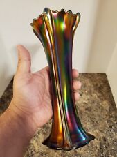 Northwood Blue 4-pillars Carnival Glass Vase 10" for sale  Shipping to South Africa