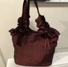 Bolsa de mão IVYS tecido borgonha bolsa de ombro floral borla acabamento bolsos dentro e fora comprar usado  Enviando para Brazil