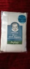 Used, Gerber 10 Pack Prefold Organic Cotton Diapers. New. 3 Ply Center. White for sale  Shipping to South Africa