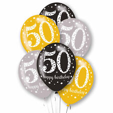 Balões de festa de aniversário de 50 anos prata preta ouro decorações idade 50 balões x 6 comprar usado  Enviando para Brazil