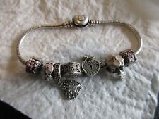 PANDORA ALE SNAKE BRACELET WITH  7 CHARMS STERLING SILVER SIZE 7.5" 33gm. for sale  Shipping to South Africa