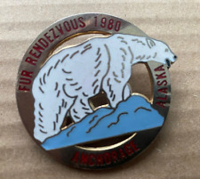 Pin de colección 1980 redondo de piel - Anchorage Alaska oso polar vintage segunda mano  Embacar hacia Argentina