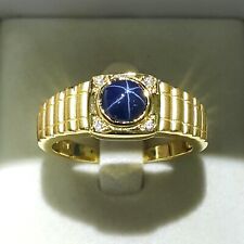 Anel de safira estrela azul natural 1,47 cts. Anel de casamento de prata esterlina 925 comprar usado  Enviando para Brazil