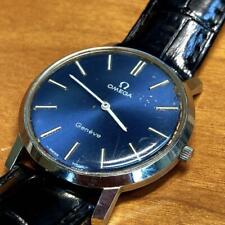Reloj Omega Geneve para hombre 34 mm redondo azul manual vintage hecho en Suiza, usado segunda mano  Embacar hacia Argentina