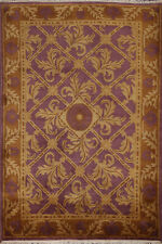 Alfombra oriental tibetana geométrica Nepal 4x6 alfombra hecha a mano de lana púrpura segunda mano  Embacar hacia Argentina