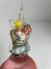 VINTAGE PINK GLASS CHRISTMAS ORNAMENT TINSEL MICA ANGEL HAIR ANGEL STAR for sale  Shipping to South Africa