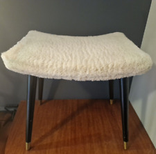 Vintage Small Stool with Black Dansette Legs Curved Faux Fur Seat Dressing Table for sale  Shipping to South Africa