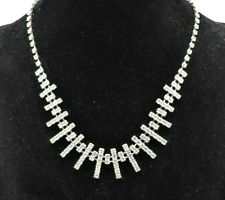 Clear Rhinestone Necklace Silver Tone Adjustable  EUC, used for sale  Shipping to South Africa