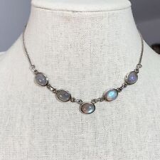 Collar collar de garganta de plata esterlina cabujón de piedra lunar boho de mal humor, usado segunda mano  Embacar hacia Argentina