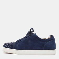 Christian Louboutin Navy Blue Suede Louis Junior Spikes Sneakers Size 43 for sale  Shipping to South Africa
