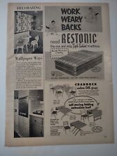 Vintage 1950s Print Ad Good Housekeeping Restonic Work Weary Backs Mattress for sale  Shipping to South Africa