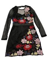 Vestido de festa Foxiedox preto transparente sobreposição bordado floral namorada  comprar usado  Enviando para Brazil