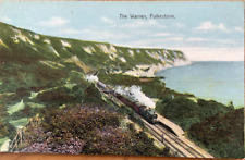FOLKESTONE THE WARREN  STEAM TRAIN APPROACHING C1910 EARLY POSTCARD for sale  Shipping to South Africa