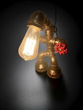 Iron Art Table Lamp - Industrial Water Pipe Robot Lamp- Works- Steam Punk for sale  Shipping to South Africa
