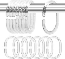Used, Clear Shower Curtain Rings Hooks Bathroom Plastic Pole Rail Guide Hanger X6 Pack for sale  Shipping to South Africa