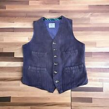 Merona Men's Blue HERRINGBONE Belted Back MODERN Cotton Waistcoat Vest Small for sale  Shipping to South Africa